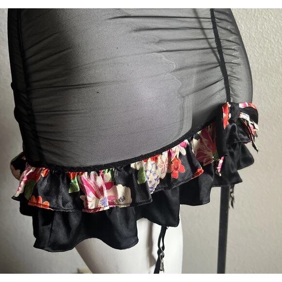 Victoria’s Secret Mesh Lace Babydoll Bustier Lingerie Dress 34C Floral Trim - Picture 10 of 10